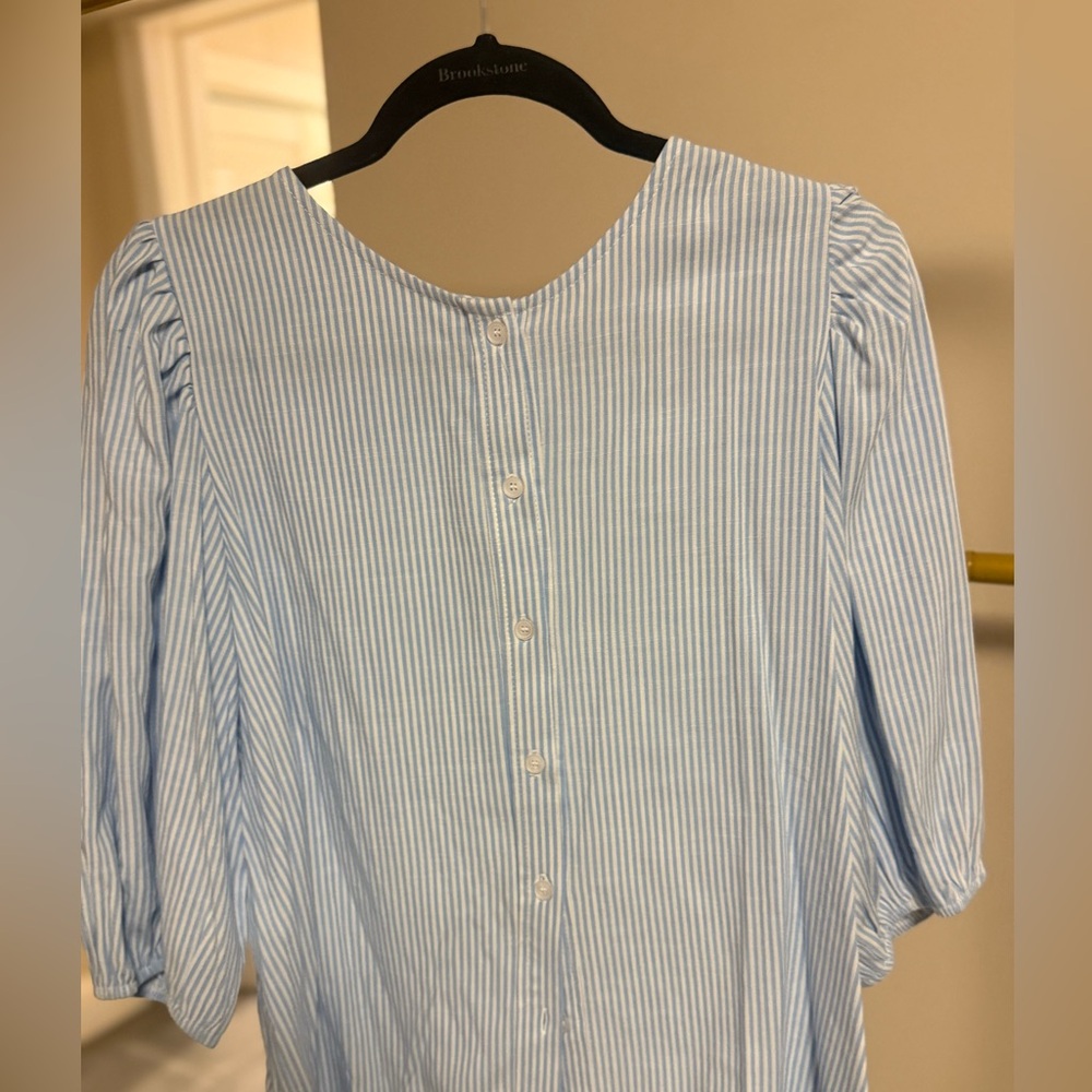 Edikted Light Blue Striped Button Down Shirt